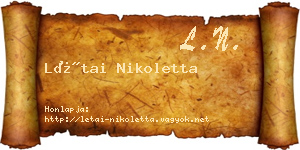 Létai Nikoletta névjegykártya